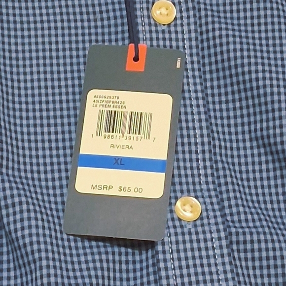 NWT IZOD RIVIERA Sz. XL Blue Long Sleeve Casual Button Down Shirt - Picture 10 of 12